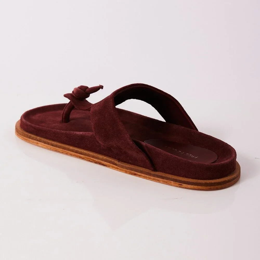 🎉LAST CHANCE🎉 FREE PEOPLE Mika Footbed Sandals / Cherry Cola Suede - Picture 6 of 12